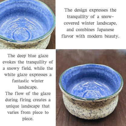 Indigo Snowfield Matcha Bowl Mino Ware (Made in Japan)traditional crafts,matcha chawan