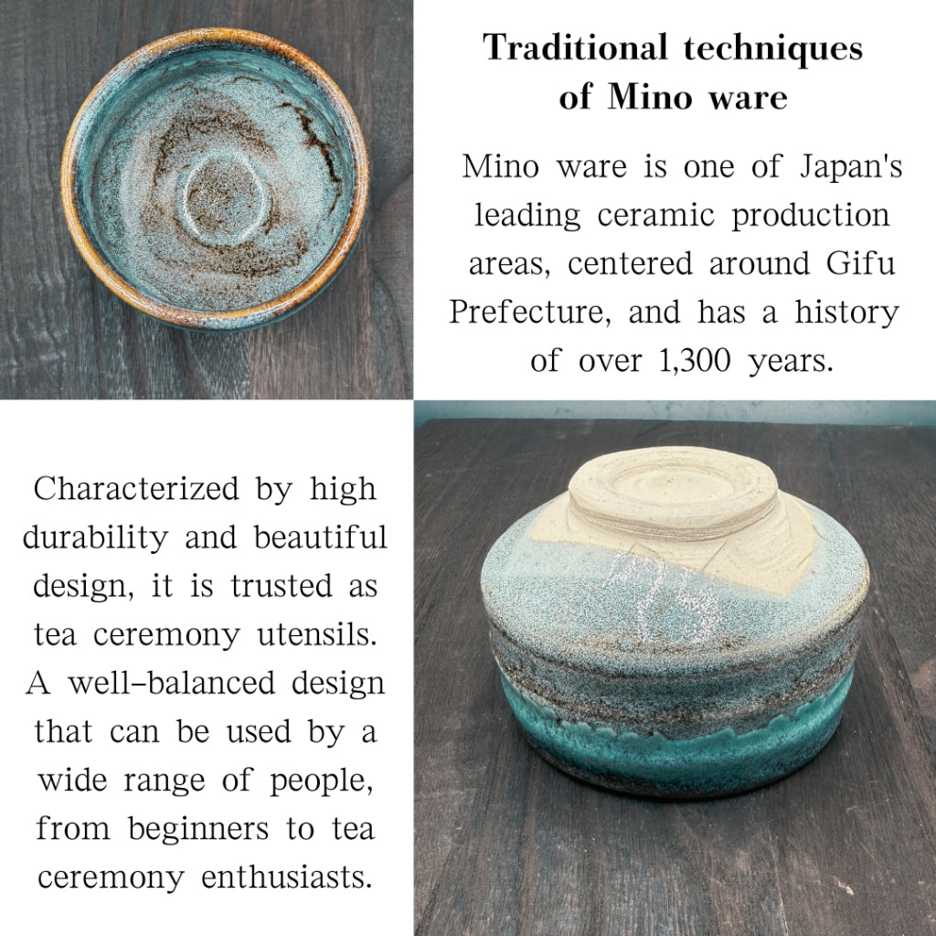 chaware Matcha Bowl Mino Ware Matcha chawan Aojun Kiln japanese tea Bowl Made in Japan