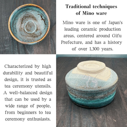 chaware Matcha Bowl Mino Ware Matcha chawan Aojun Kiln japanese tea Bowl Made in Japan
