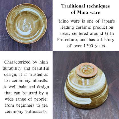 Brush swirl bowl-shaped matcha bowl Mino ware (made in Japan)