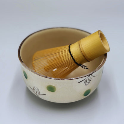 Japanese Setoyaki Matcha Bowl - Sasanqua Camellia Design, Handmade Tea Ceremony Chawan chaware
