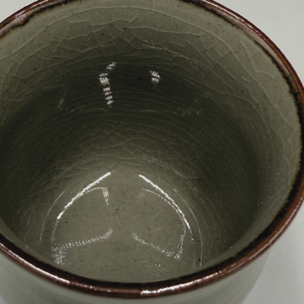 Japanese traditional craft [Kutani ware] set teacup sunlight flower pattern tea bowl chawan