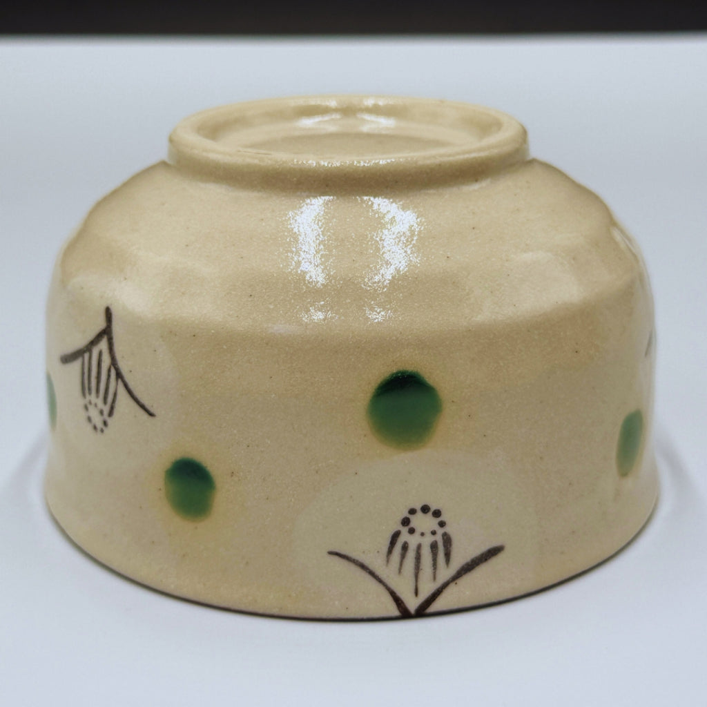 Japanese Setoyaki Matcha Bowl - Sasanqua Camellia Design, Handmade Tea Ceremony Chawan chaware