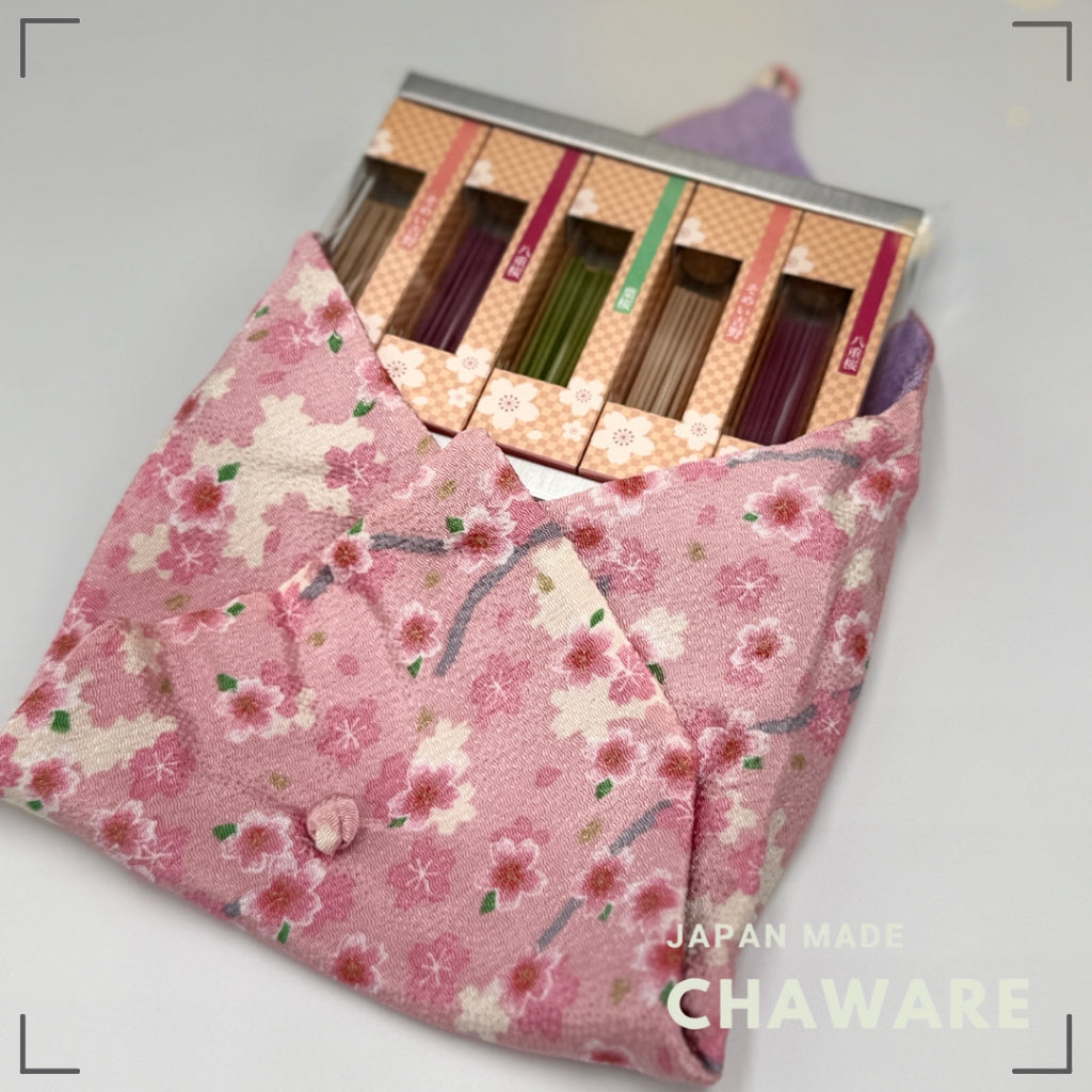 [Gift] Cherry Blossom Fukusa Wrapping/Incense Stick Set Spring