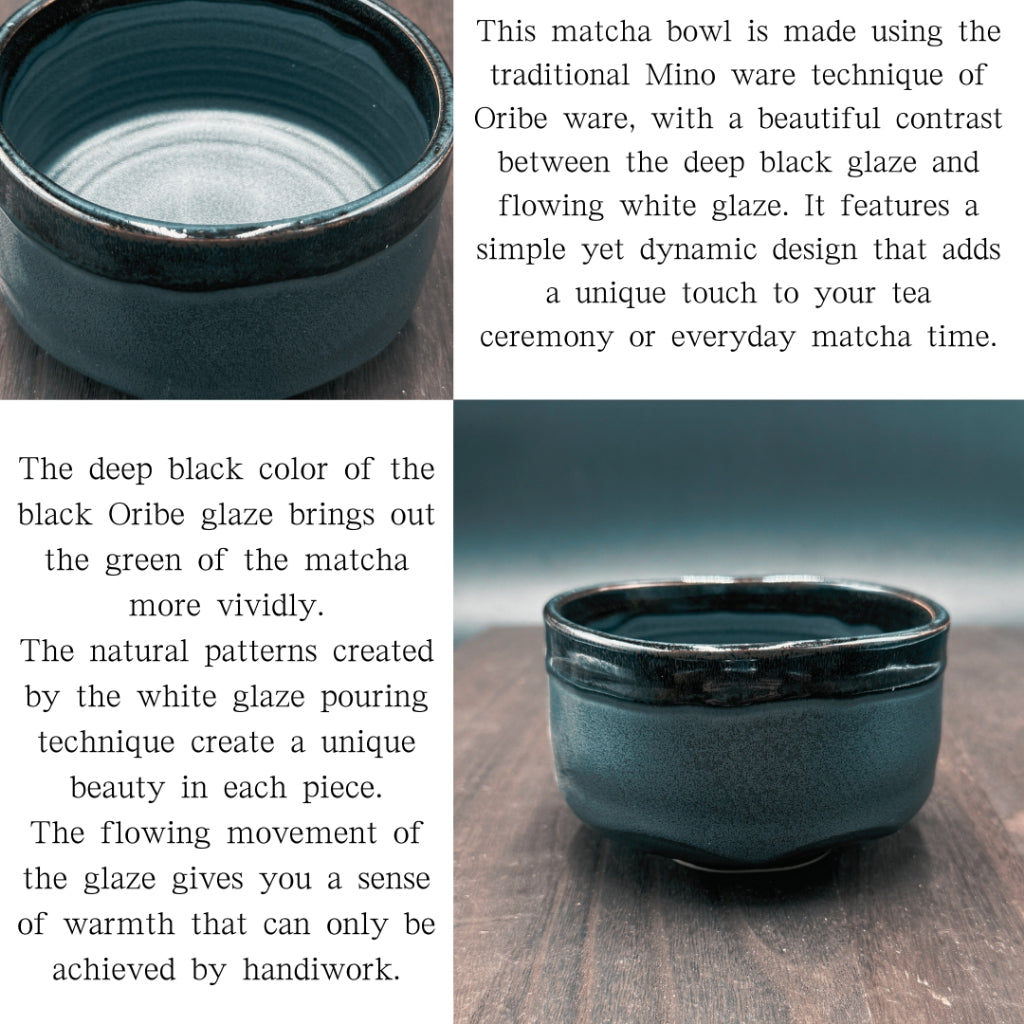 chaware Matcha bowl, black Oribe sink, made in Japan,matcha chawan
