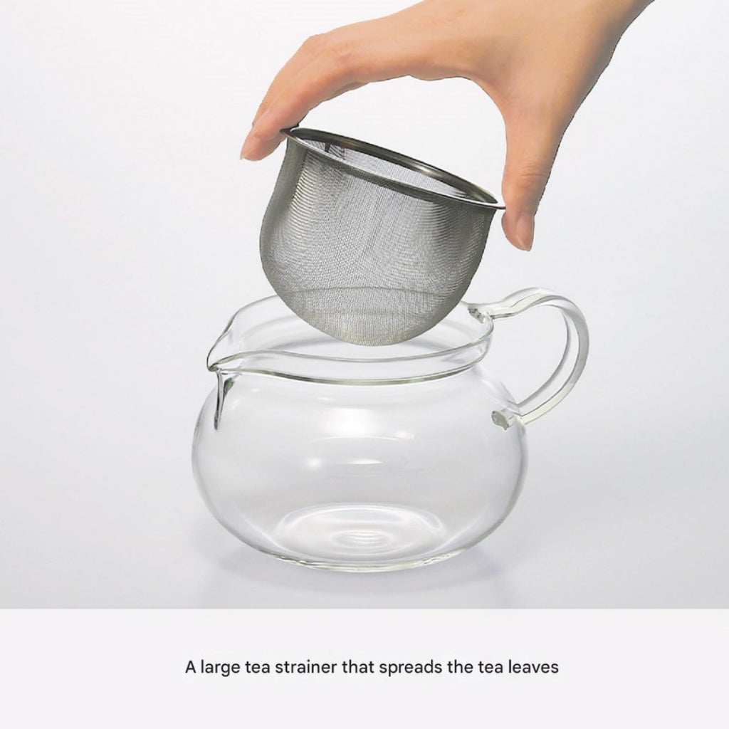 HARIO Chacha Kyusu Maru Teapot, Practical Capacity 300ml, Heat-Resistant Glass, CHJMN-30T