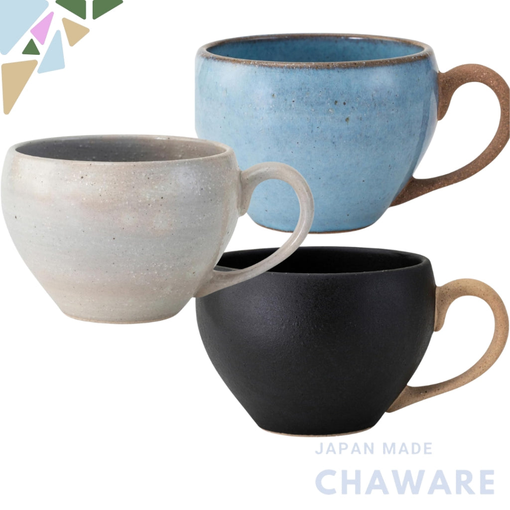 Large Hasami Ware Mug - Approximately 435ml Capacity in Terracotta Blue, Dipped Blue, and Black