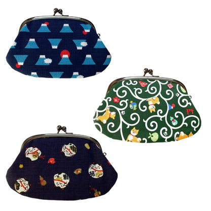 Kyoyu Japanese Fabric Coin Purse with Parent-Child Kisslock Design