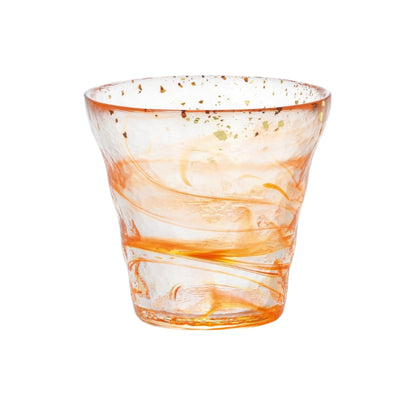 ADERIA Tsugaru Vidro Ice Flower Gold Leaf Rock Glass, Evening, 300ml, Made in Japan, Comes in a Special Wooden Box, For Highballs, Whiskey, Beer, Sake, Shochu, Stylish, Suitable for Brandy, Beer, Gift for Women, Mother's Day, Father's Day, Couples, Men, H