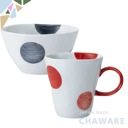 Hasami Porcelain Bowl and Mug Set - 280ml Capacity, Microwave and Dishwasher Safe, Soap Bubble