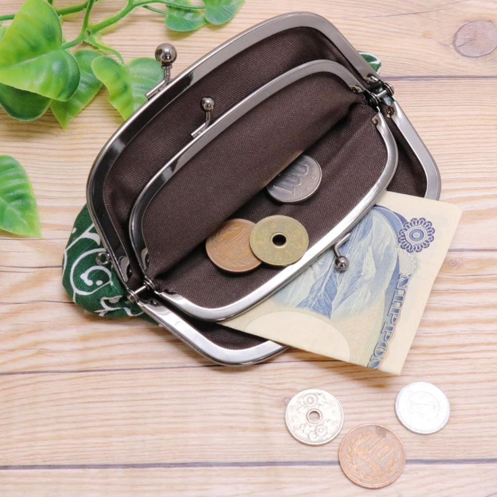 Kyoyu Japanese Fabric Coin Purse with Parent-Child Kisslock Design