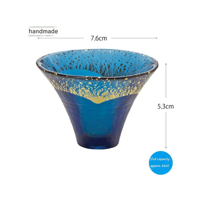 Toyo Sasaki Glass Shōfuku Cup, Mt. Fuji Design, Dark Blue 65ml, Made in Japan, Sake Cup, Sake Glass, Cup, Glass, Gift, Present, Item Number 42085G-SHB.
