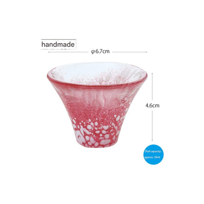 Toyo Sasaki Glass Cool Sake Glass Red 35ml Shofuku Cup Mount Fuji Made in Japan WA517 Red