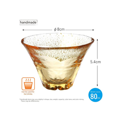 Toyosasaki Glass Wa Glass On Fuji Cherry Blossom Sake Cup Amber Gold Leaf 80ml Made in Japan Cup Sake Glass Mount Fuji Glass Cup Gift Present Special Occasion Respect for the Aged Day Father's Day Mother's Day Birthday 42150TS-G-LGAB