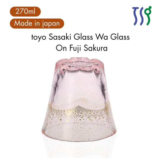 【made in japan】
Tokai Sasaki Glass Wa Glass On Fuji Sakura Hot Water Shōchū Glass with Gold Leaf 270ml Made in Japan Shō