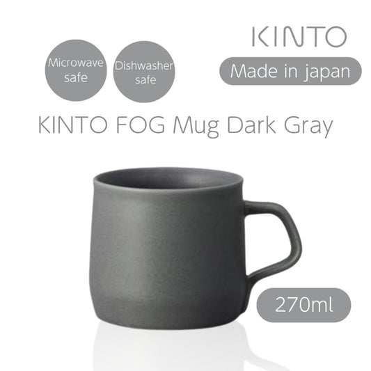 KINTO FOG Mug 270ml Dark Gray, Microwave and Dishwasher Safe, Gift, Present 26351