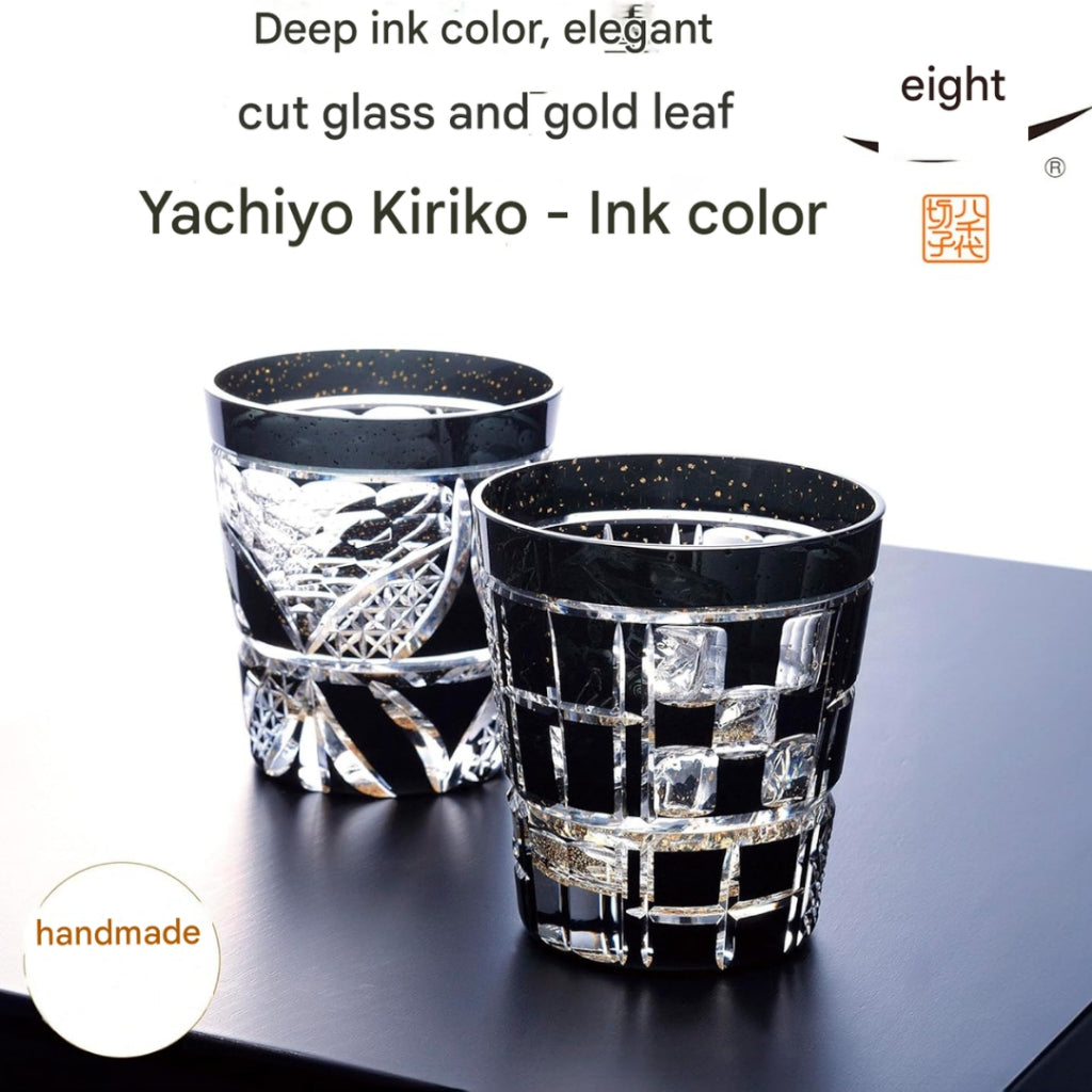 Toyo Sasaki Glass Yachiyo Kiriko On-the-Rock Ring Difference 255ml Made in Japan Comes in Wooden Box Shochu Glass Rock Glass Whiskey Glass Glass Cup Gift Present Gift for Respect-for-the-Aged Day Father's Day Mother's Day Birthday LSB19753SBK-C621