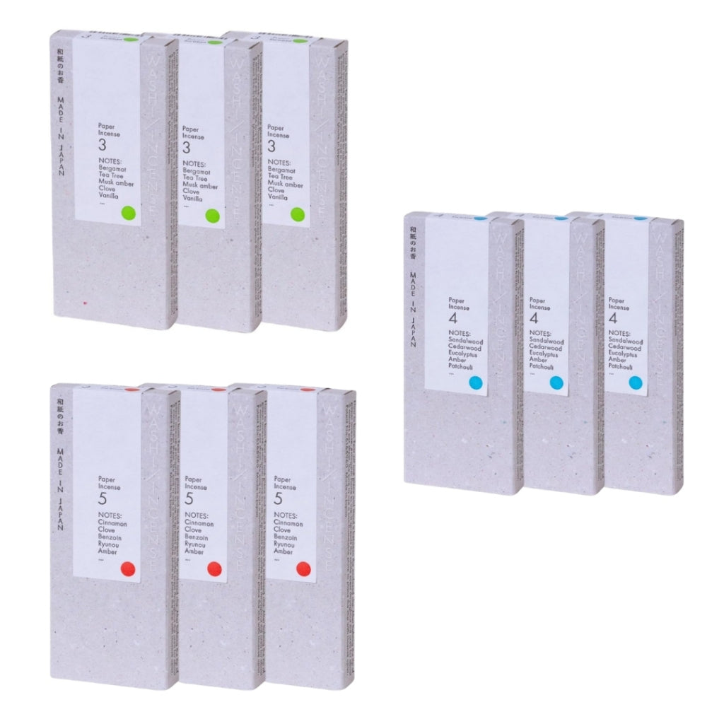 [made in Japan] WASHI INCENSE Variety Set - Aromatic Paper Incense with Clips (30 Sheets Each)