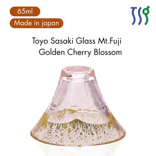 [Made in Japan] Toyo Sasaki Glass Lucky Cup Mt. Fuji Gold Cherry Blossom (Capacity: 65ml)
