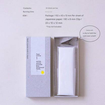 [made in Japan] WASHI INCENSE Variety Set - Aromatic Paper Incense with Clips (30 Sheets Each)
