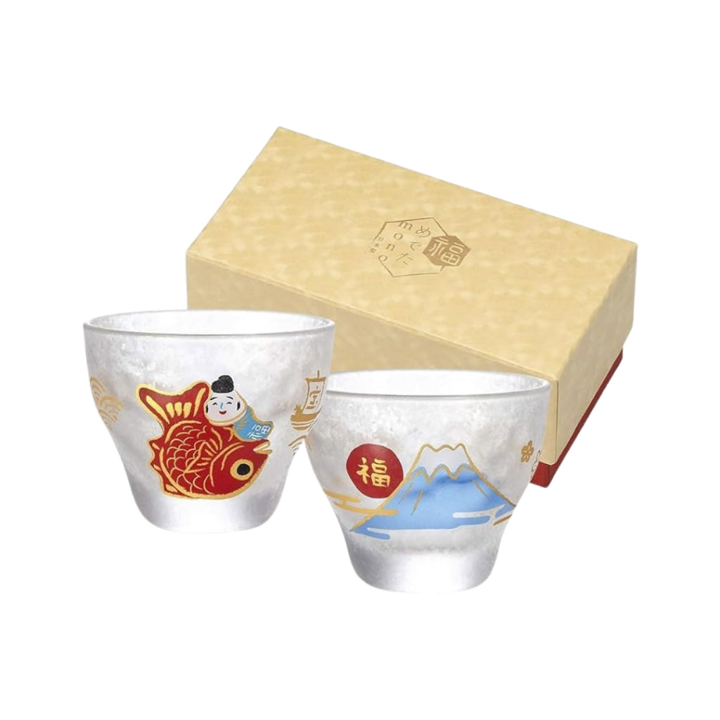 ADERIA Celebratory Sake Cups Collection - 90ml Japanese Made Gifts in Decorative Boxes