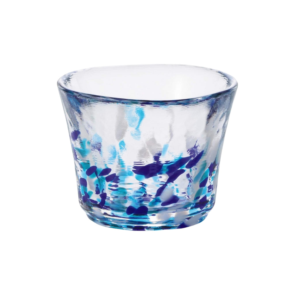ADERIA Tsugaru Glass Sake Cup Summer Drops 75ml Made in Japan with Gift Box - Ochoko, Guinom, Sake Glass, Glass, Chilled Sake, Sakazuki, Stylish Drinkware, Gifts for Women, Mother's Day, Father's Day, Couples, Men, Housewarming, Weddings, Greetings, Small