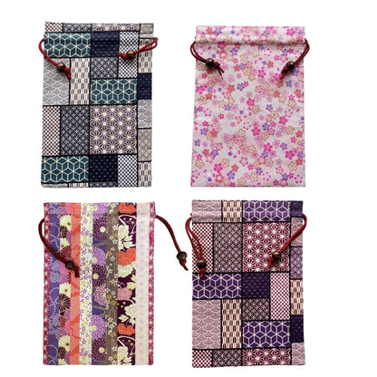 kyoyu Japanese Made Shuincho Case with Drawstring Bag - 26.5x18cm, Wooden Ball, Traditional Fabric, Assorted Patterns