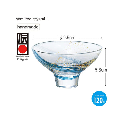 [Made in Japan]
Toyo Sasaki Glass Sake Glass Clear 120ml Edo Glass Yachiyo Kiln Sakazuki Made in Japan 10793 Blue and Gold Leaf