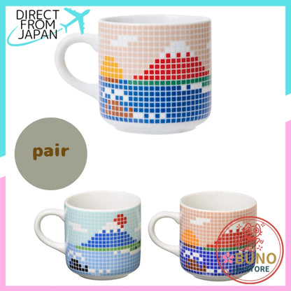 Hasami Ware Tile Mug (Small) - Akafuji/Aoakai Pair Set in Gift Box