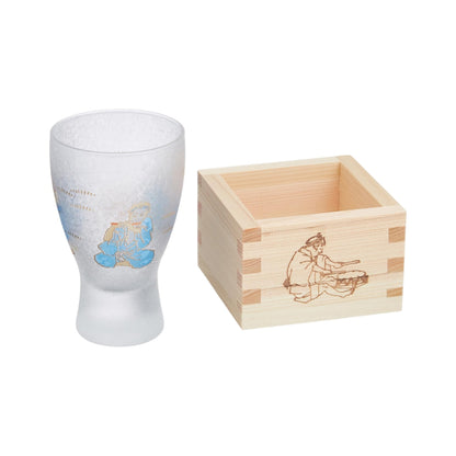 ADERIA Sake Glass Lucky Animals Monkey Masu Sake Glass 100ml [Premium Nippon Taste / Wooden Masu with Cup] Made in Japan Gift Boxed Birthday Gift Present 6786