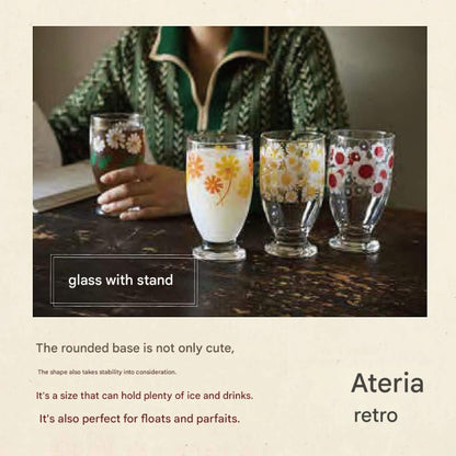 ADERIA Retro Glass Tumbler [With Base / 335ml / Assorted Set of 5 Designs] Comes in a Special Craft Box, Made in Japan