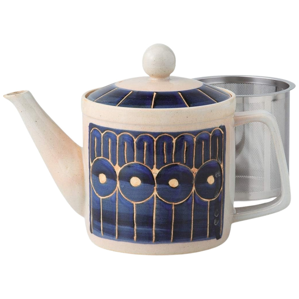 Lightweight Japanese Teapot with Super Stainless Strainer - 350ml Hasami Ware, Night Garden Pattern
