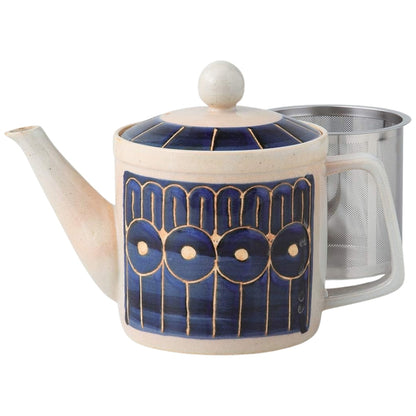 Lightweight Japanese Teapot with Super Stainless Strainer - 350ml Hasami Ware, Night Garden Pattern