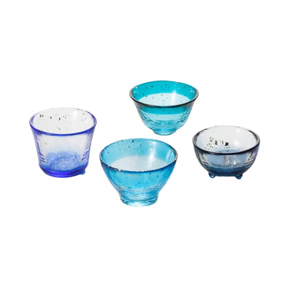 ADERIA Tsugaru Vidro Aomori no Umi Sake Cup Set, Made in Japan, in a Decorative Box, Ochoko, Guinomiyaki, Japanese Sake Glass, Glass, Chilled Sake, Sake Cup, Sake Ware, Sake Tasting, Delicacy Holder, Gift for Women, Mother's Day, Father's Day, Couple, Men