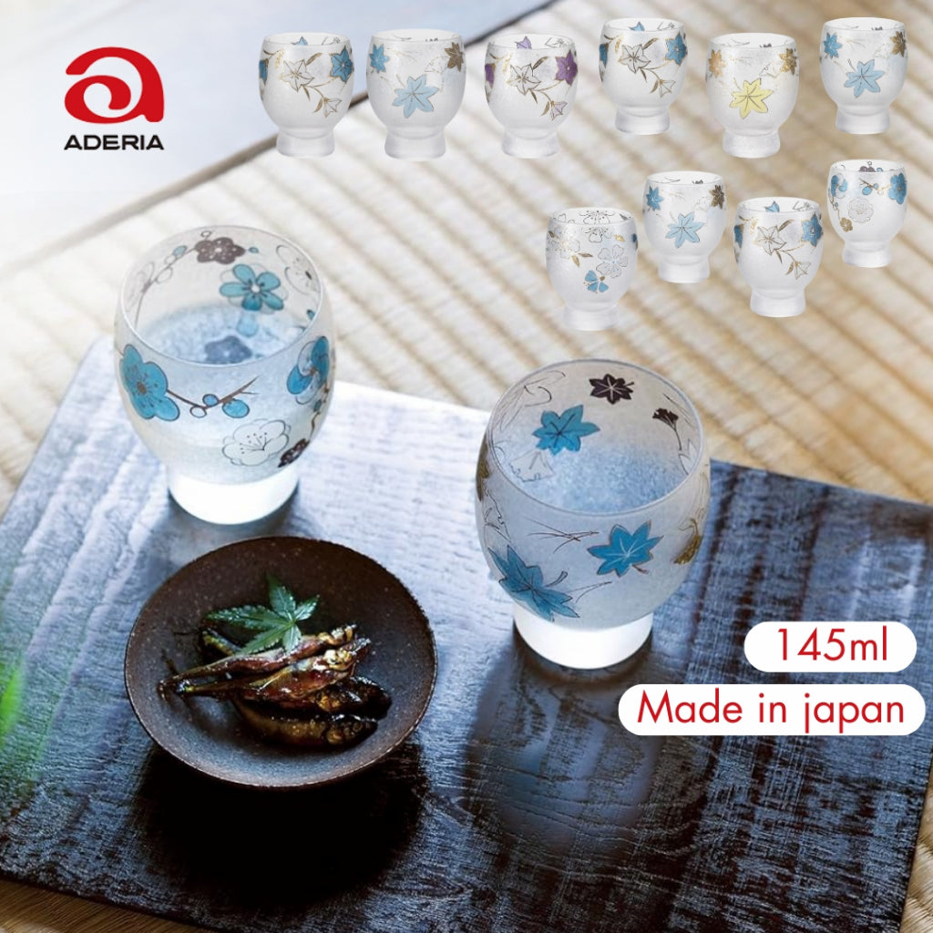 ADERIA Premium Japanese Sake Glass Set - Seasonal Collection (145ml) - Made in Japan