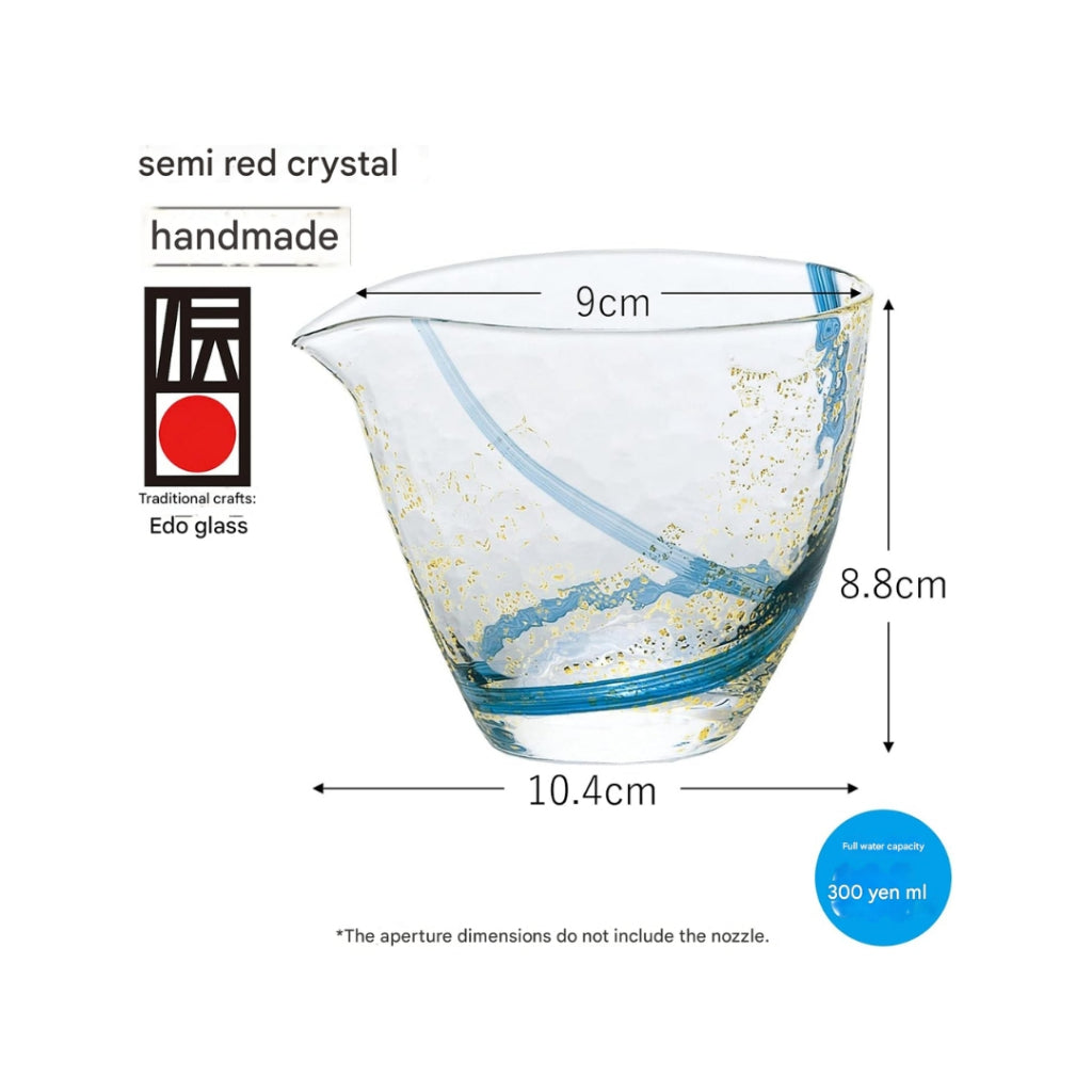 [made in Japan] Toyo Sasaki Glass Cold Sake Carafe Blue 300ml, Pouring Style, Edo Glass, Yachiyo Kiln, Made in Japan, 63700 Blue with Gold Leaf.