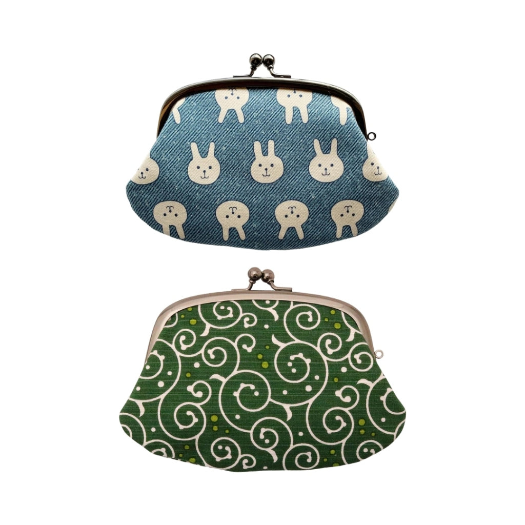 Kyoyu Japanese Fabric Coin Purse with Parent-Child Kisslock Design