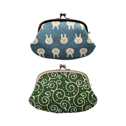Kyoyu Japanese Fabric Coin Purse with Parent-Child Kisslock Design