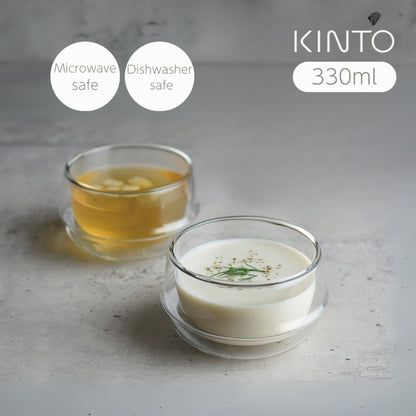 KINTO KRONOS Double Wall Soup Bowl 330ml Heat-Resistant Glass Microwave and Dishwasher Safe Gift Present 23110