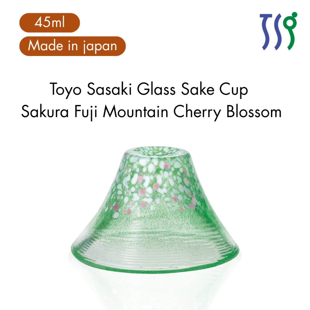 Toyo Sasaki Glass Shofukuhai (Lucky Cup) Sakura Fuji Yama Cherry Blossom 45ml Made in Japan Sake Cup Sake Glass Cup Moun