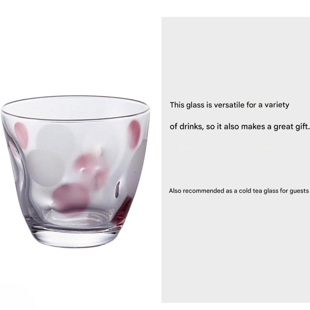 ADERIA Dot Pattern Glass Set - 240ml Free Cup (Blue & Pink) - Made in Japan [3-Piece Set]