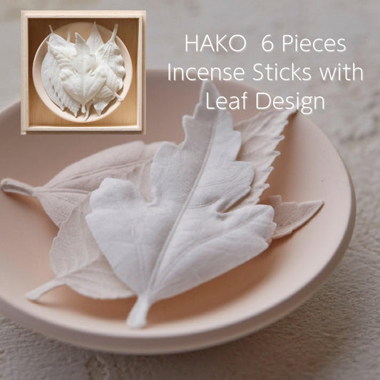 【made in japan】
Japanese Incense Sticks with Leaf Design - HAKO HA KO 6 Pieces with Plate, Boxed, Model 1702, Made in Ja