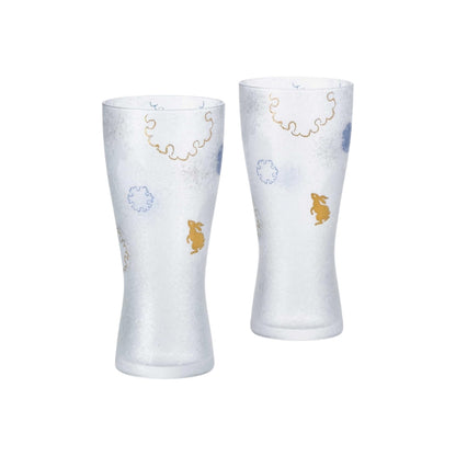 ADERIA Beer Glass Pair Set Snow Rabbit Bubble Maker 310ml [Premium Nippon Taste / Beer Mug / Beer Glass] Made in Japan, in a decorative box, perfect for birthdays and gifts S-6272.
