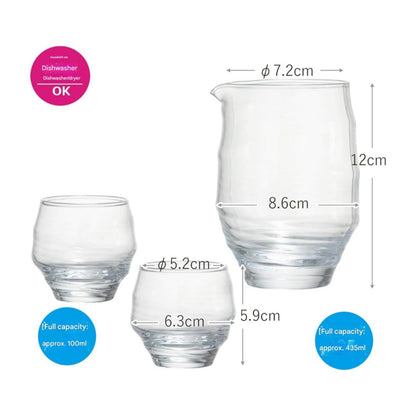 Toyosasaki Glass Sake Glass Collection Cold Sake Set Made in Japan Dishwasher Safe Sake Cups Sake Glass Carafe Set Gift Present Elderly Day Father's Day Mother's Day Birthday G095-H100