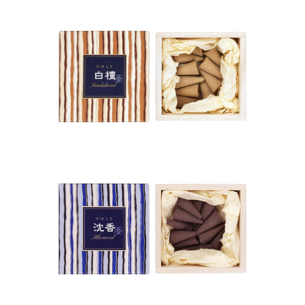 Nippon Kodo Kayuragi Cone Incense Assortment with Holders - 12 Pieces