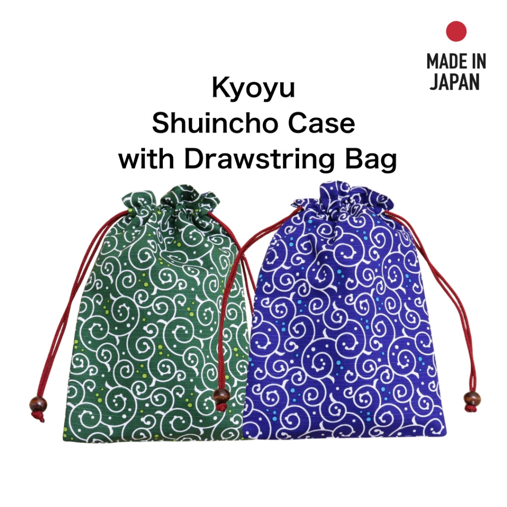 Kyoyu Japanese-made Shuincho Case with Drawstring Bag - Traditional Pattern Dot and Karakusa 18x26.5cm