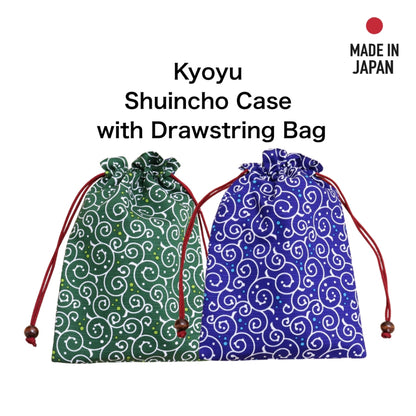 Kyoyu Japanese-made Shuincho Case with Drawstring Bag - Traditional Pattern Dot and Karakusa 18x26.5cm