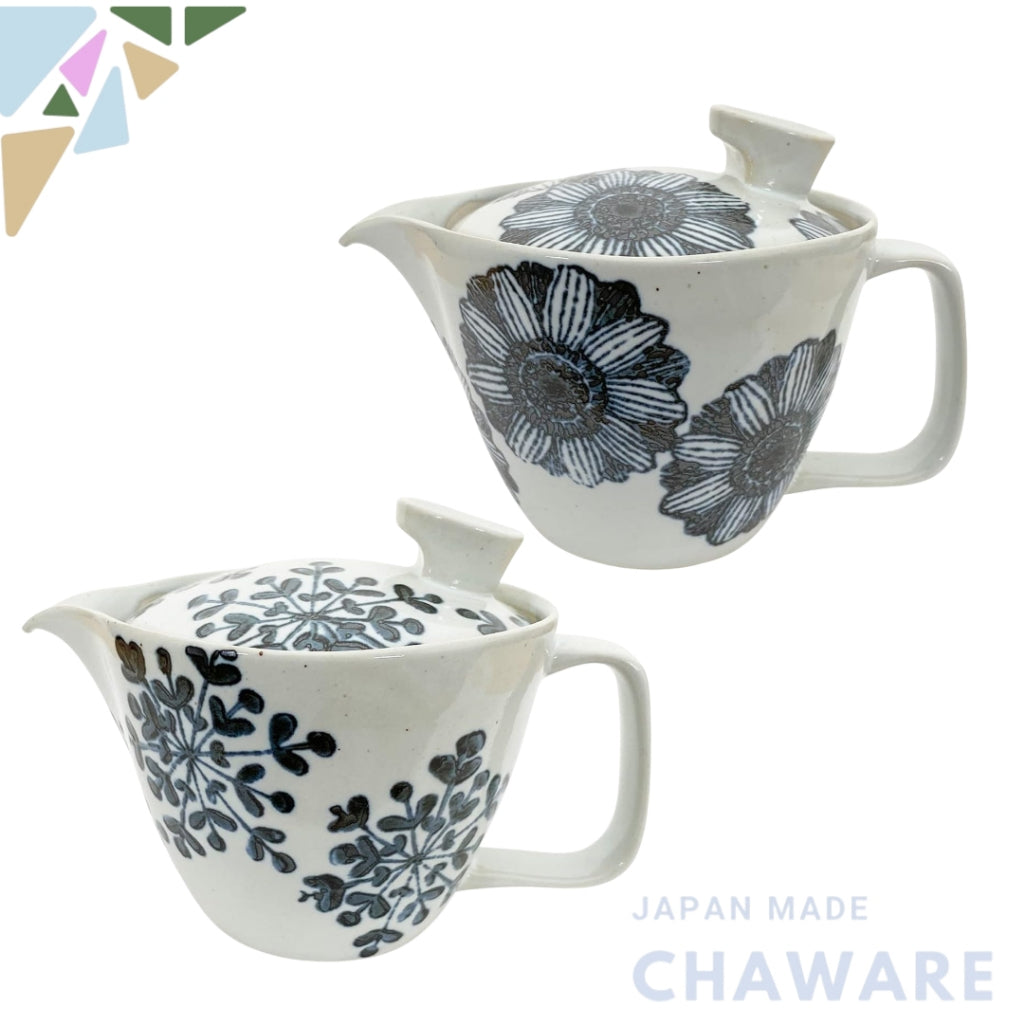 J-Kitchens Kunzan Kiln Teapot with Strainer - 240ml for 1 to 2 Servings - Hasami Ware, Made in Japan - Floral Design Col