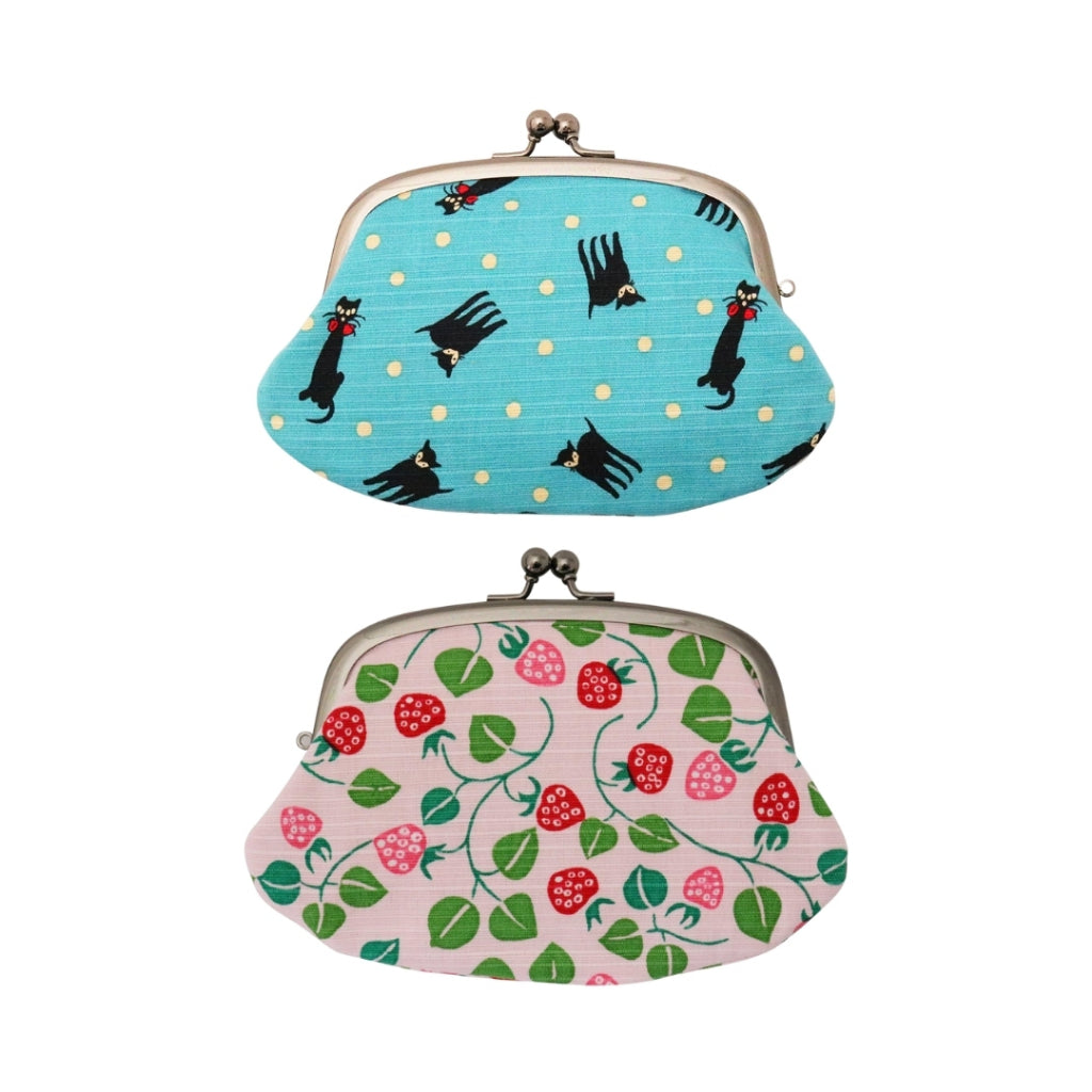 Kyoyu Japanese Fabric Coin Purse with Parent-Child Kisslock Design