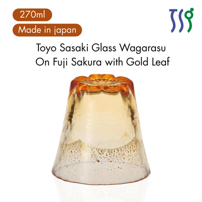 【made in japan】
Toyo Sasaki Glass Wagarasu On Fuji Sakura Hot Water Shochu Glass with Gold Leaf 270ml Made in Japan Shoc